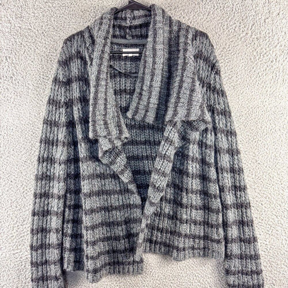 Lou Grey Cardigan Sweater‎ Womens Medium Gray Wool Alpaca Blend Open Front